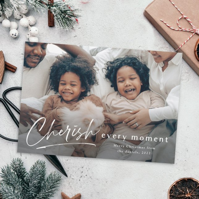 Cartão Cherish A Cada Momento Foto de Script Feliz Natal (Criador carregado)