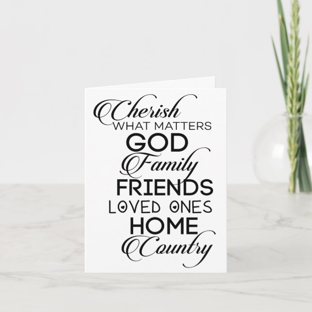 Cartão Cherish O Que Importa (Frente)