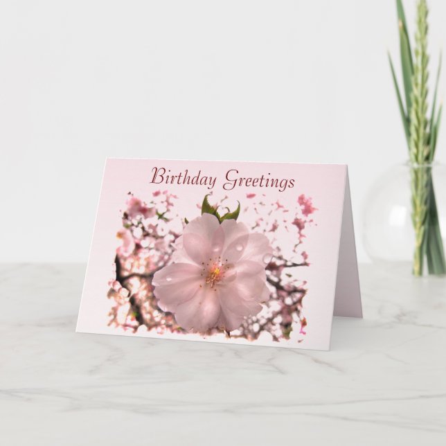 Cartão Cherry Blossom Birthday (Frente)