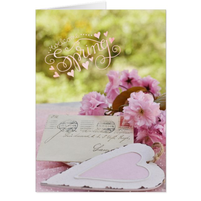 Cartão Cherry Blossom Loveletter Texto Primavera (Frente)
