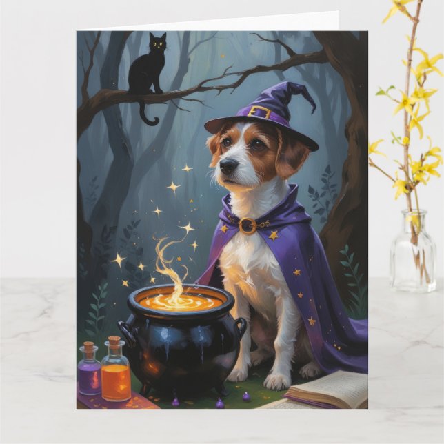 Cartão Chesapeake Bay Terrier Whimsh Halloween (Flor Amarela)