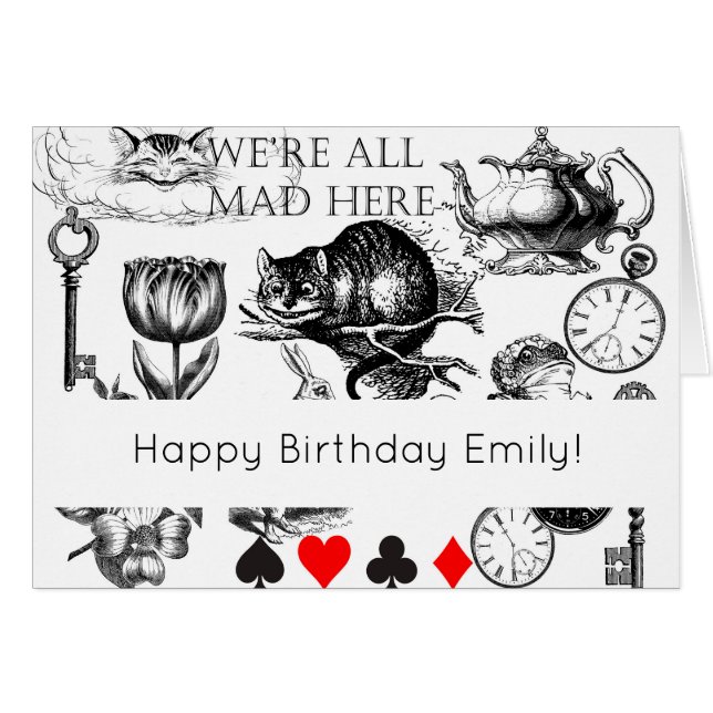 Cartão Cheshire Cat Classic Alice em Maravilderland (Frente Horizontal)