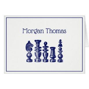 Cartão Chess Pieds Vintage Art Blue