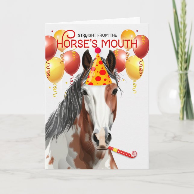 Cartão Chestnut Pinto Horse Funny Birthday (Frente)