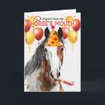 Cartão Chestnut Pinto Horse Funny Birthday<br><div class="desc">Para o amante do Pinto ou alguns chamam-lhes Tintas,  Cavalo,  este está pronto para um grande golpe de aniversário e envia humor de cavalo para a cara ou garota de aniversário.</div>