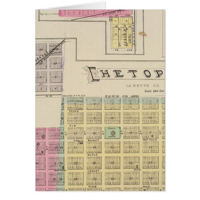 Cartão Chetopa, Dennis, Piqua, Labette City, Kansas (Frente)