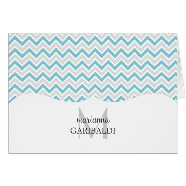 Cartão Chevron azul e moderno personalizado (Frente horizontal)