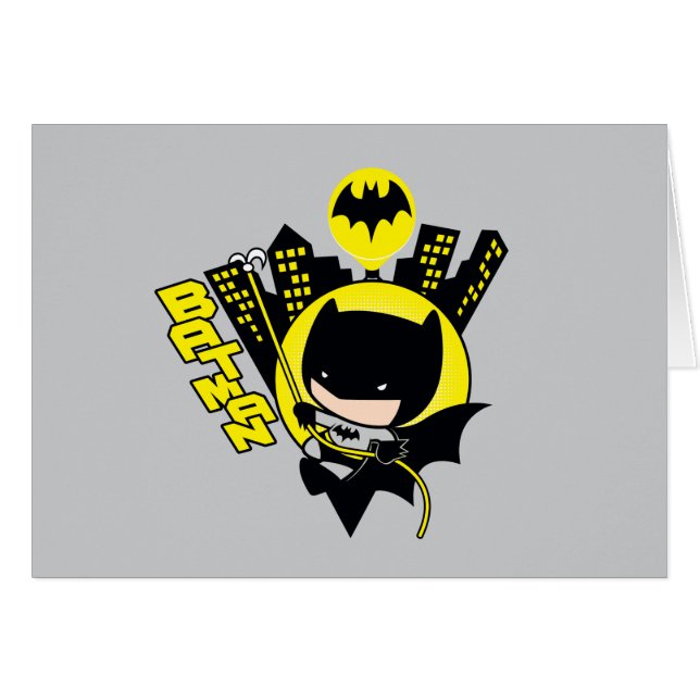 Cartão Chibi Batman Escalando A Cidade (Frente Horizontal)