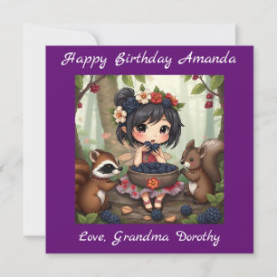 Cartão Chibi Fairy Birthday   Página de cores