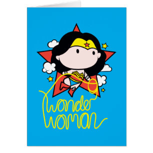 Cartão Chibi Mulher Maravilha Voando Com Laço
