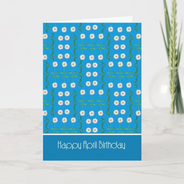 Cartão Chic April Birthday Card: Visitas em Teal (Frente)