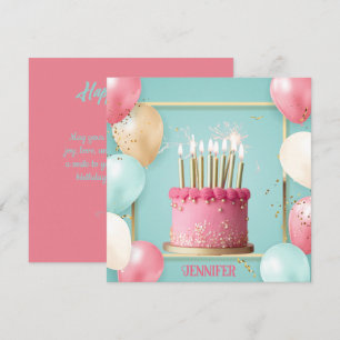 Cartão Chic Balloons & Candlelit - Bolo Editável de Anive