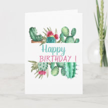 Chic Cacto Aquarela Aniversário