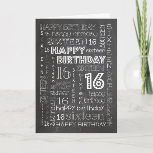 Cartão Chic Chalkboard 16th Birthday Card, específica par