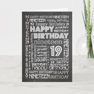 Cartão Chic Chalkboard 19th Birthday Card, específica par