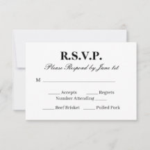 Cartão Chic de RSVP para Casamento Preto e Branco