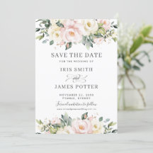 Cartão Chic de Save the Date de Casamento com Flor