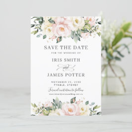 Cartão Chic de Save the Date de Casamento com Flor