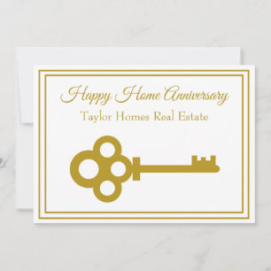 Cartão Chic Dourado Key Real Estate Feliz Aniversário Dom