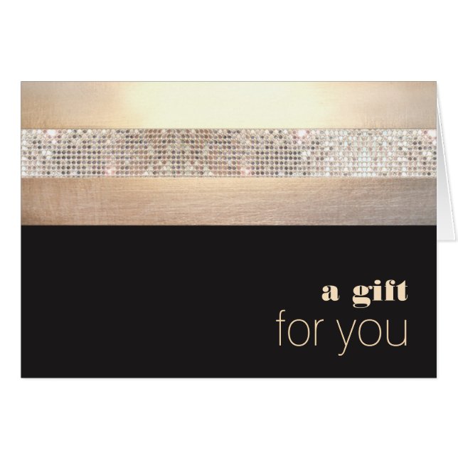 Cartão Chic e Elegant Sequin Dourado Black Gift Card (Frente horizontal)