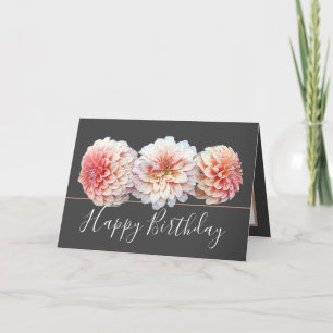 Cartão Chic Floral Buquê Rosa Dahlia Flores Rosa Aniversá