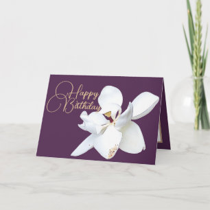 Cartão Chic Floral White Magnolia Flor Purple Aniversário