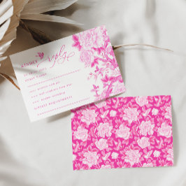 Cartão Chic Fuchsia Chinoiserie Bird Peony Casamento RSVP