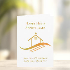 Cartão Chic Gold Imóveis Feliz Aniversário de Casa