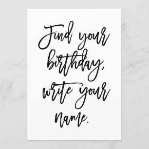 Cartão Chic Hand Lettered Find Your Birthday,