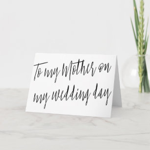 Cartão Chic moderno "Para minha mãe no dia do meu casamen