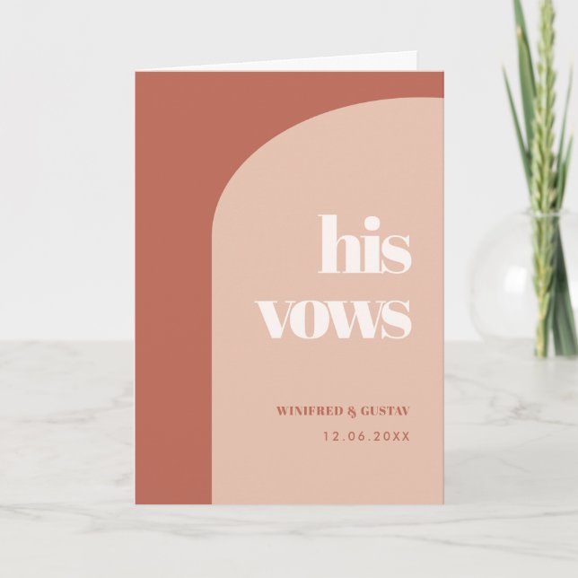 Cartão Chic peach terracotta arca seus votos de casamento (Frente)