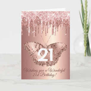 Cartão Chic Rosa Dourado Brilho Nascendo Aniversário