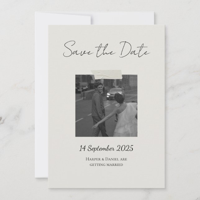 Cartão Chic Save The Date com toque pessoal (Frente)