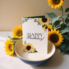 Cartão Chic Wildflower Yellow Sunflower Happy Birday