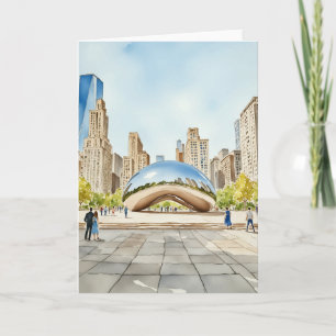 Cartão Chicago Bean Watercolor