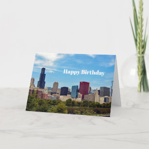 Cartão Chicago City Skyline Photo Birthday