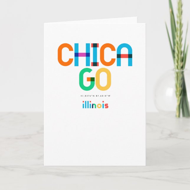 Cartão Chicago Illinois Meio século, Pop Art, (Frente)