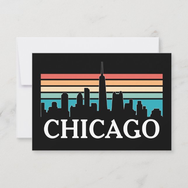 Cartão Chicago Illinois Vintage Retro Sunset Skyline (Frente)