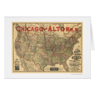 Cartão Chicago & mapa 1883 da estrada de ferro de Alton