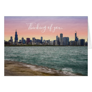 Cartão Chicago Skyline Painterly Pensando Em Você