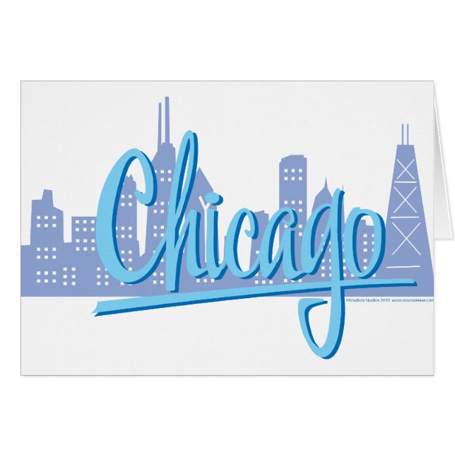 Cartão Chicago Windy City Skyline (Frente Horizontal)