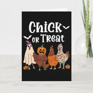 Cartão Chick Or Treat Divertido Espiritual Frango Hallowe