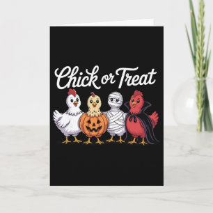 Cartão Chick Or Treat Galinha Engraçada Halloween