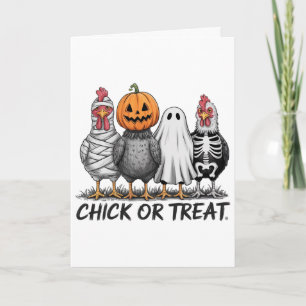 Cartão Chick Or Treat Halloween Bruxa Assustadora Frango