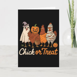 Cartão Chick Or Treat Halloween Bruxa Assustadora Frango