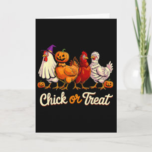 Cartão Chick Or Treat Halloween Bruxa Assustadora Galinha