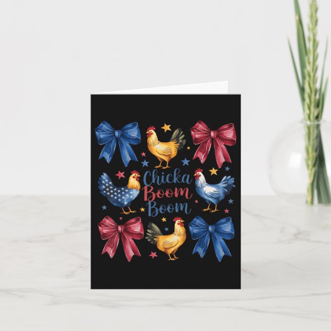 Cartão Chicka Boom Boom Funny American Flag Chicken Graph (Frente)