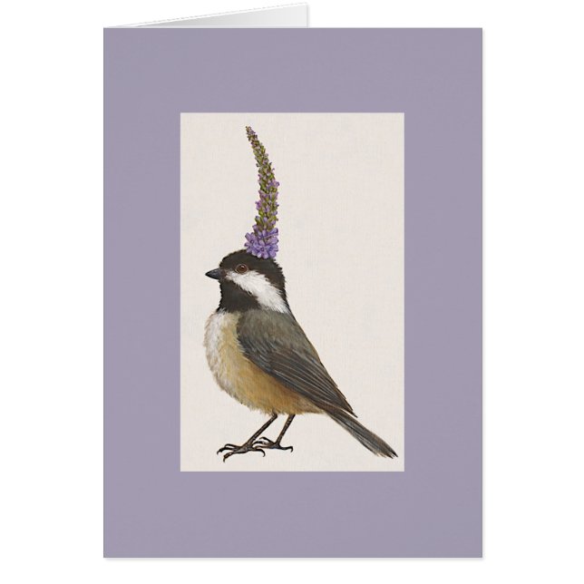 Cartão chickadee na lavanda (Frente)