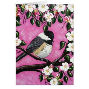 Cartão Chickadee preto do boné