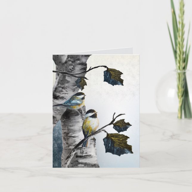 Cartão "Chickadees" [Design 2] Pequeno (Frente)